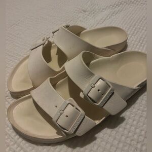 Birkenstock Cream Sandals with Buckles